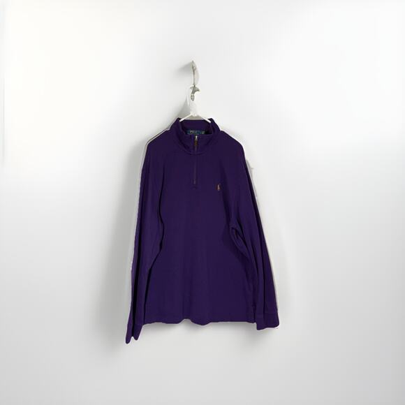 Polo Ralph Lauren Estate Rib 1/4 Zip Pullover Sweatshirt Purple Men’s Large - Picture 1 of 9